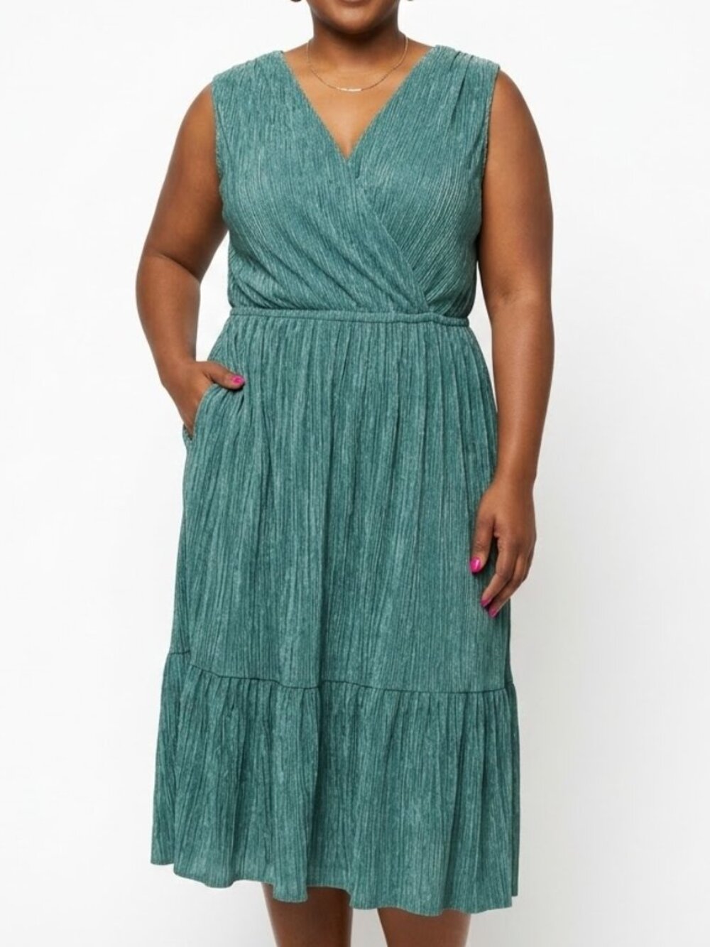 Torrid Whimsigoth Emerald Green Plisse Tiered Maxi Dress Plus Size 3 3X